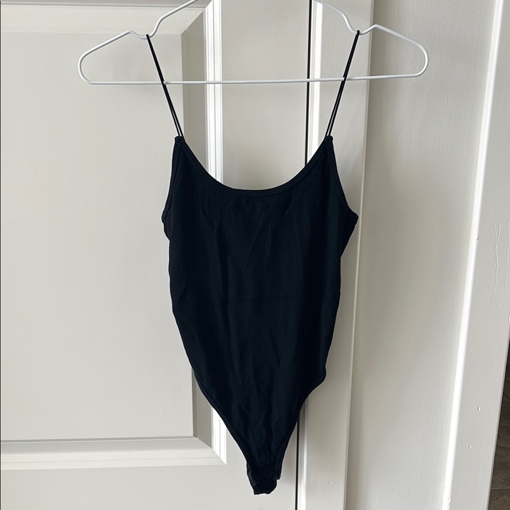 Mango pop black spaghetti strap bodysuit